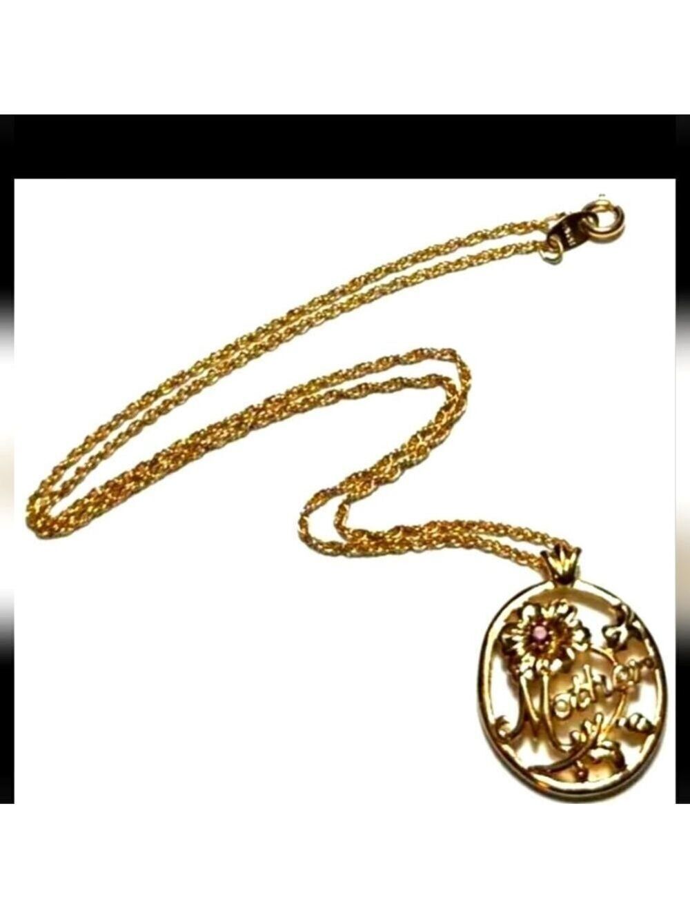 Avon GoldTone Chain MOTHER  Floral Rhinestone
